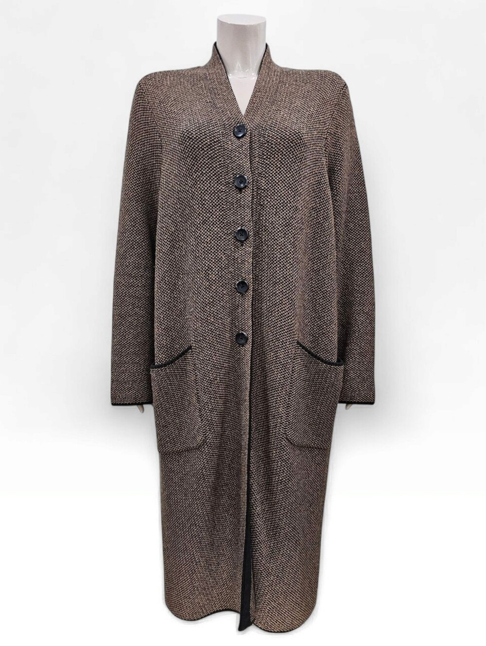 J. JILL Brown Multi Textured Knit Cotton Blend Coatigan Duster Sz L/XL